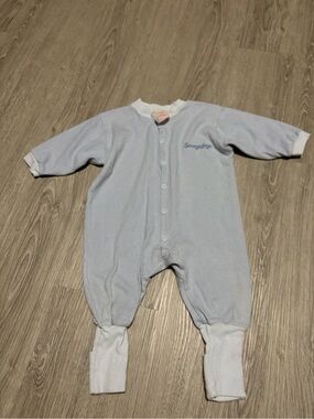 Snugabye Light Blue Striped Baby One-Piece Romper